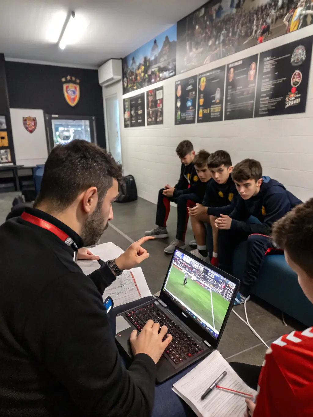 A mentor guiding a young esports player, emphasizing personal development and positive gaming habits.