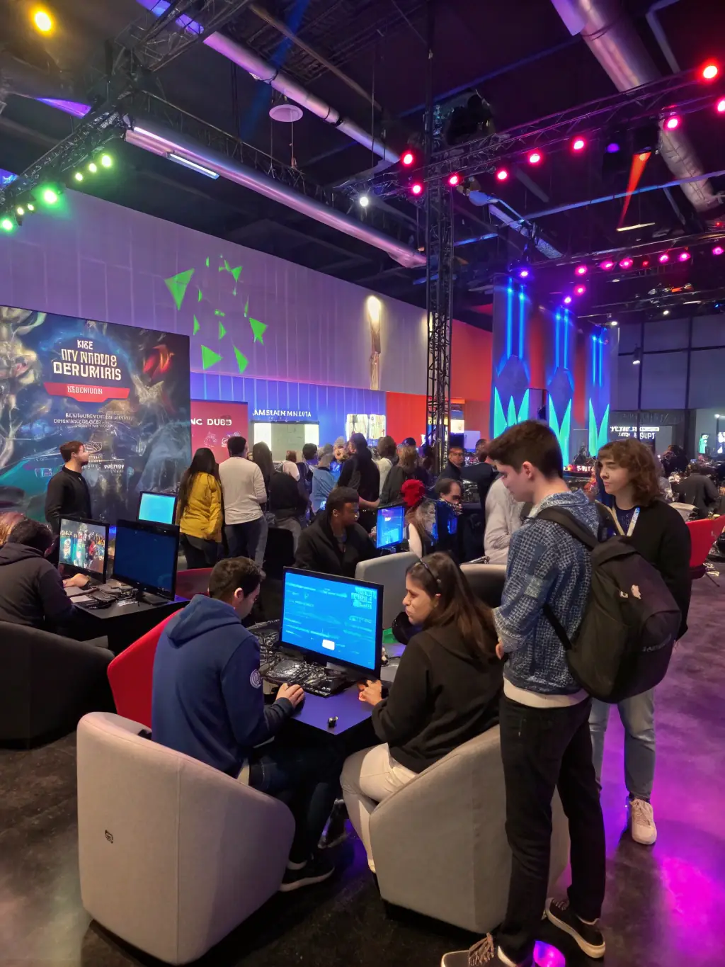 A community event showcasing esports activities, promoting social connection and accessible participation for all.